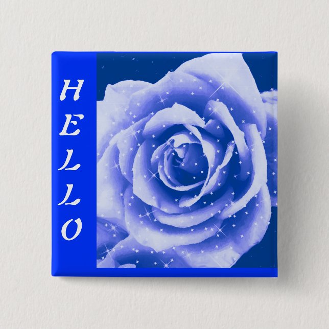 Celebration #2-blue rose_ 2 inch square button (Front)