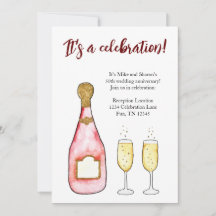 célébration anniversaire champagne Invitation