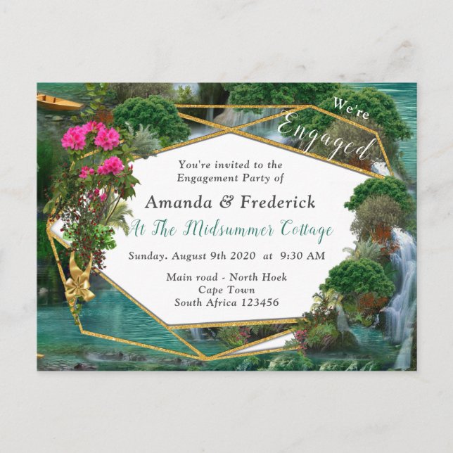 Celebration at the Magical Fantasy Lake Invitation Postcard (Front)
