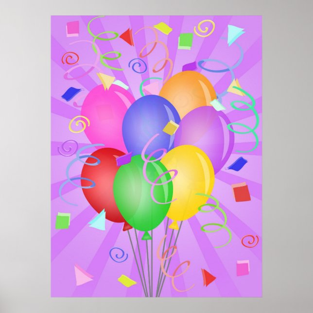 Celebration Balloons Illustration Poster (Front)
