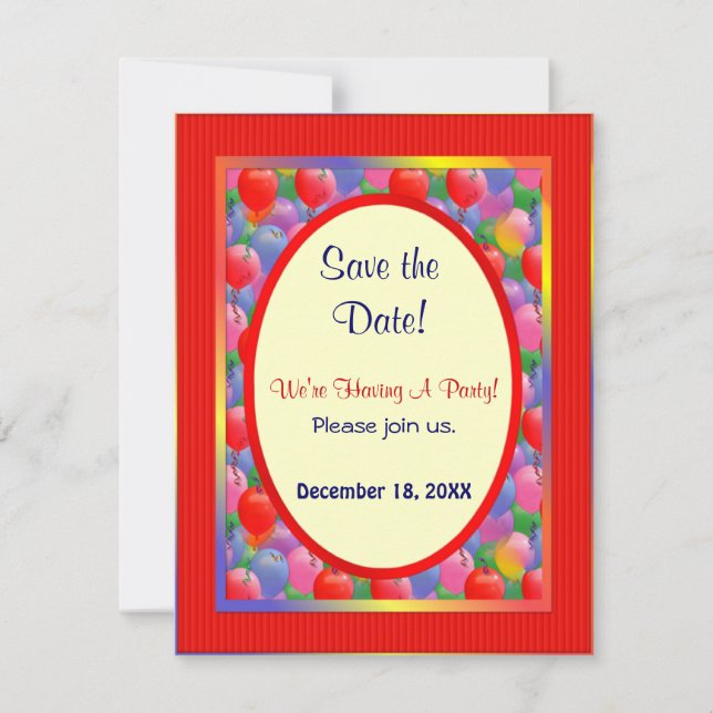 Celebration Balloons Save The Date (Front)