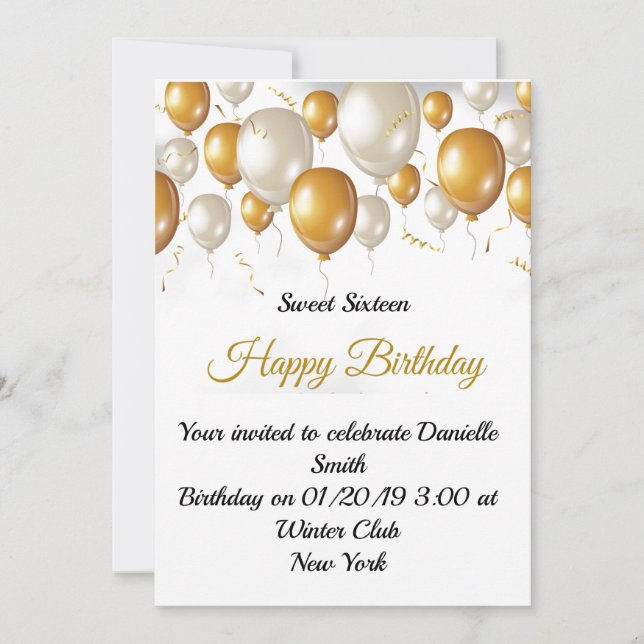 Celebration Birthday Balloons Invitation (Front)