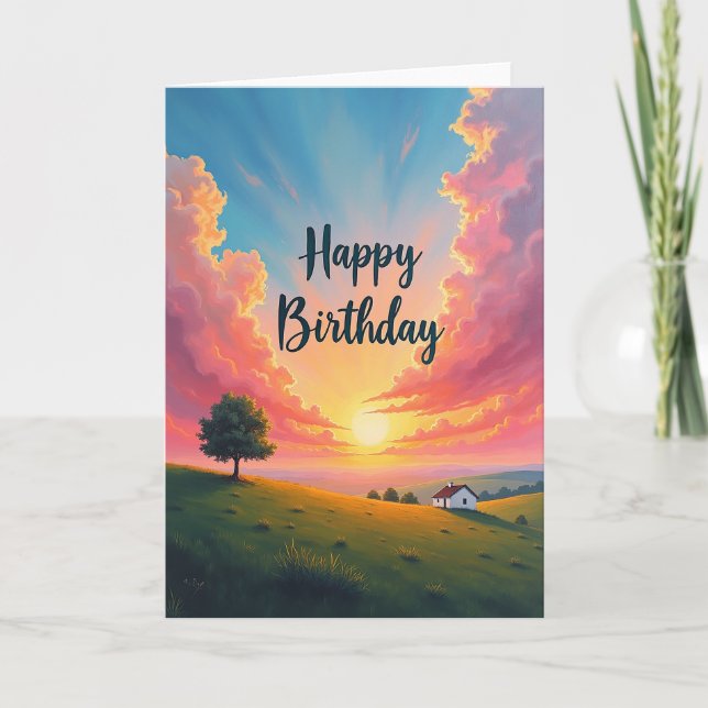 Celebration Birthday Sunset Sky Card (Front)