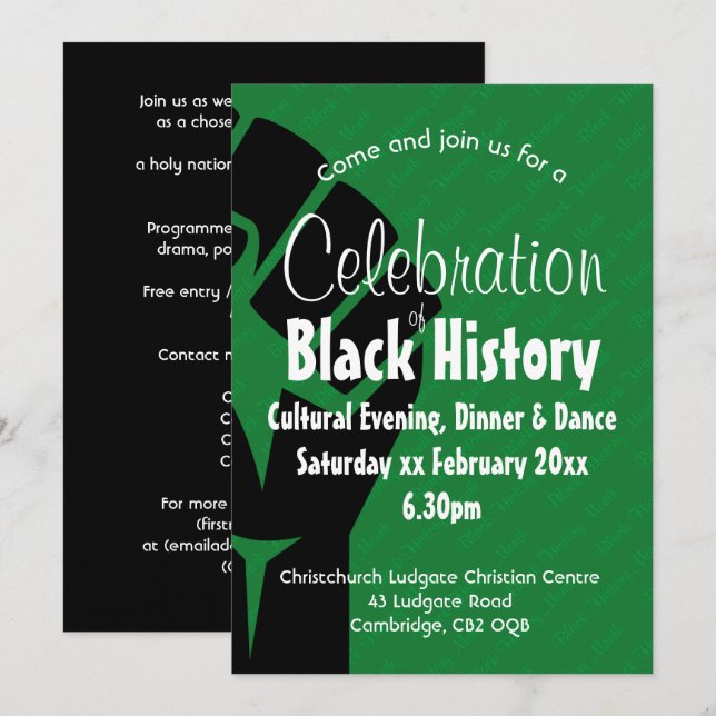 CELEBRATION BLACK HISTORY Personalized BHM Invitation (Front/Back)