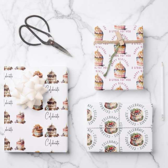 Celebration Cakes Wrapping Paper Sheet (Front)