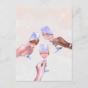 Celebration cheering Champagne Glasses Toasting Postcard