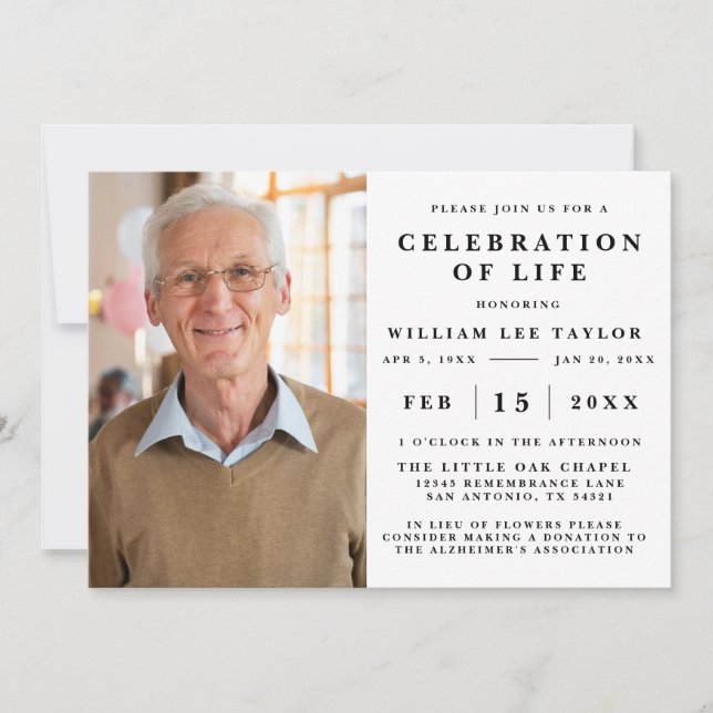 CÉLÉBRATION CLASSIQUE DE LA VIE INVITATION MÉMORIA (Devant)