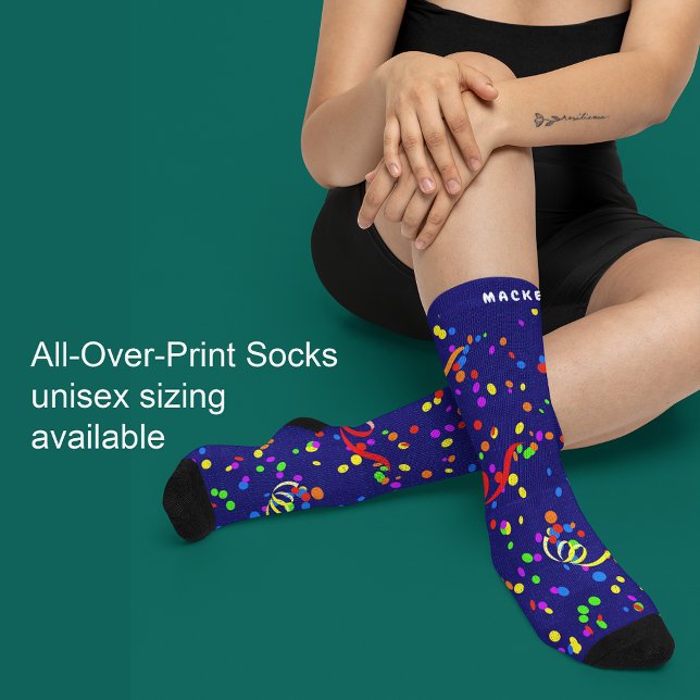 Celebration Confetti Add Name Blue Socks (Celebration Confetti Add Name Blue Socks)