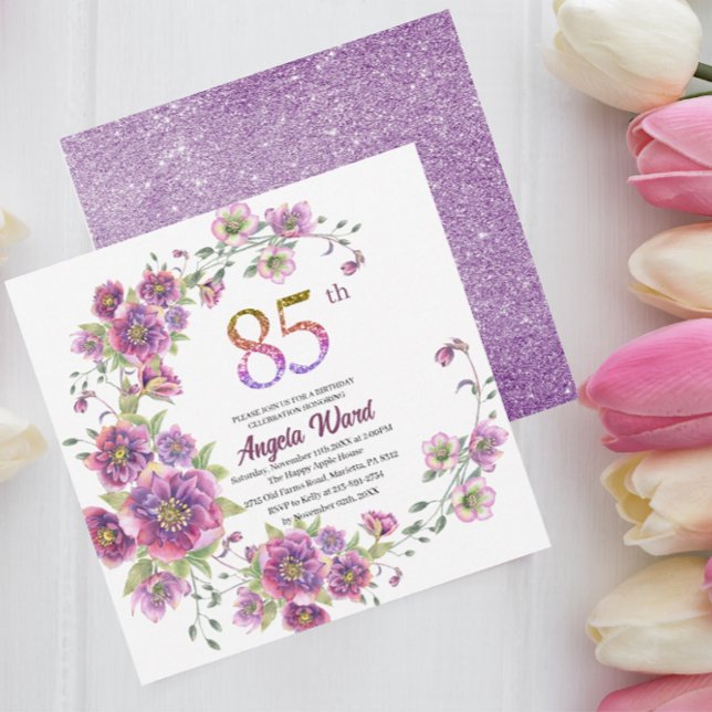 Célébration d'anniversaire élégante  Invitation fl (Créateur téléchargé)