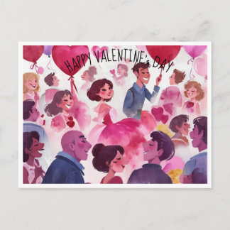 Célébration de la Saint-Valentin sur carte postale