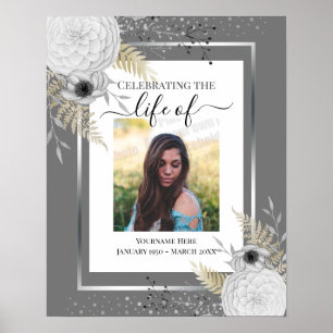 Célébration de la vie avec fleurs blanches Affiche