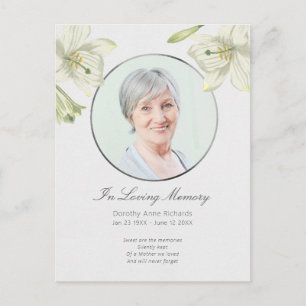 Célébration de la vie Floral Lily Photo Invitation