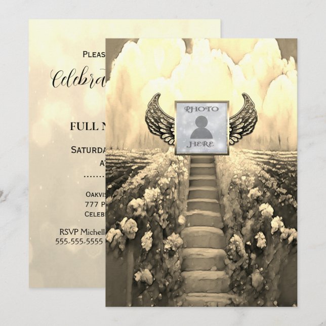Célébration de la vie - Gold Invitation (Devant / Derrière)