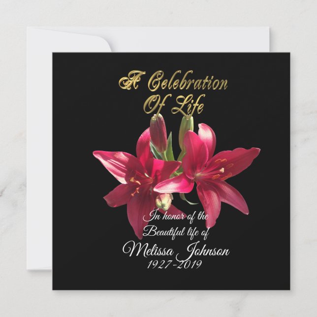 Célébration de la vie Invitation Lily asiatique (Devant)