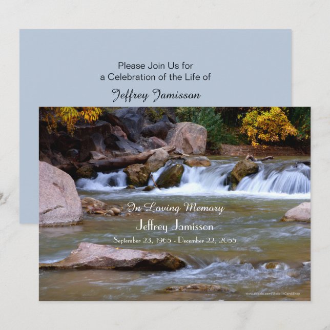 Célébration de la vie Invitation Little Waterfall (Devant / Derrière)