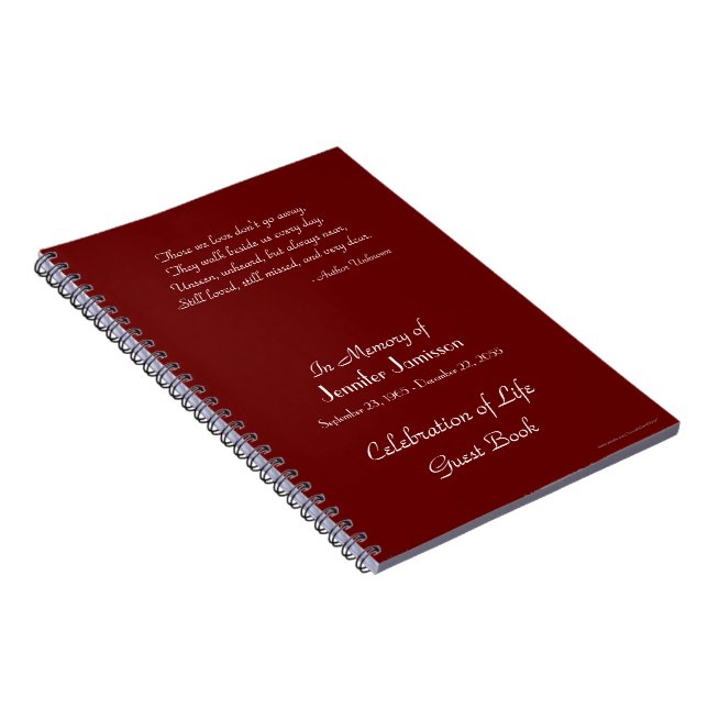 Célébration de la vie Livre d'invité Carnet rouge  (Côté Droit)