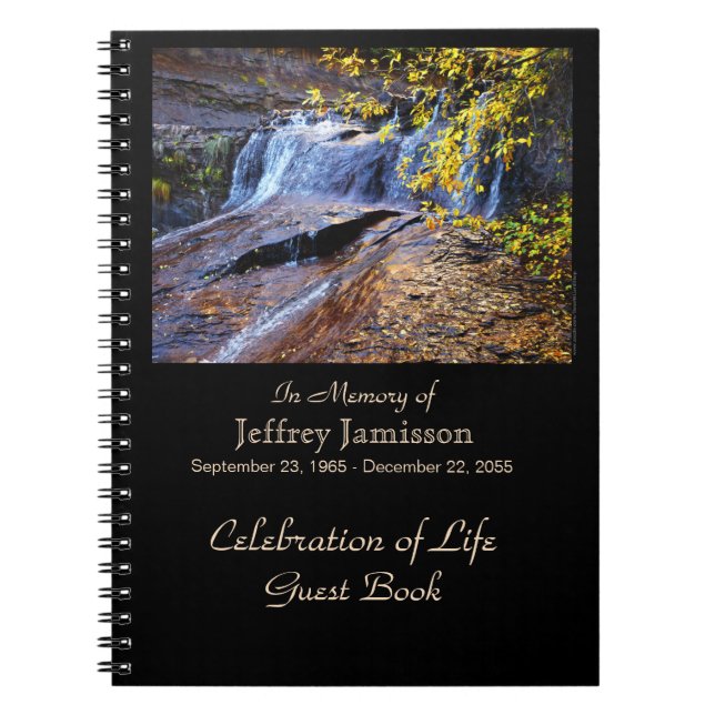 Célébration de la vie Livre d'invité, Cascade d'au (Devant)