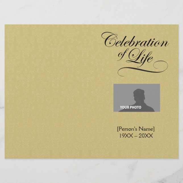 Célébration de la vie Memorial Programme or damask (Devant)
