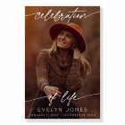 Célébration de la vie Script Funeral Photo | Noir