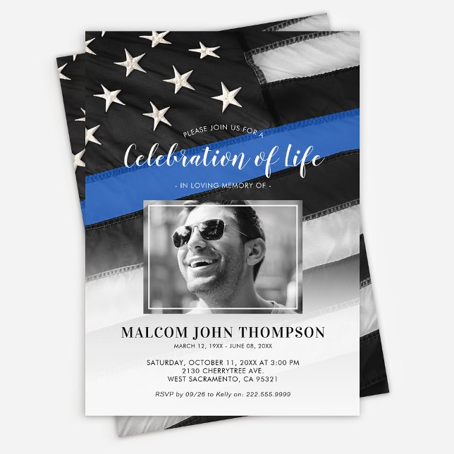Célébration de Life Cop Photo Memorial Invitation (Créateur téléchargé)