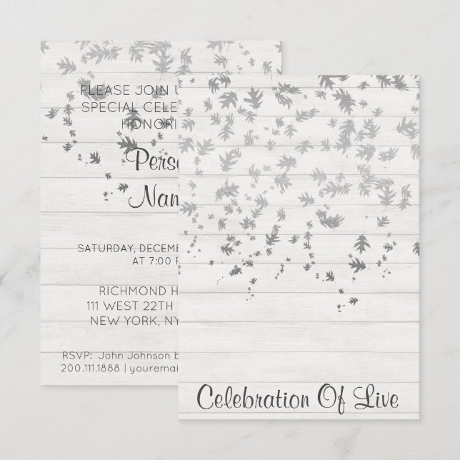 Célébration de Live Invitation Vip Silver (Devant / Derrière)