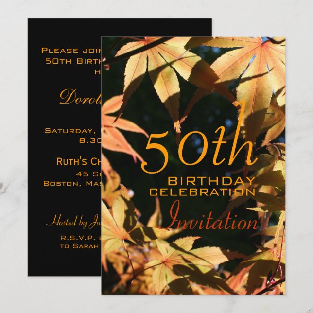 Célébration du 50e anniversaire Automne Invitation (Devant / Derrière)