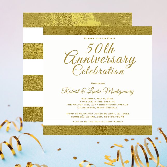 Célébration du 50e Anniversaire Invitation Or (50th Anniversary Celebration Gold Invitation)