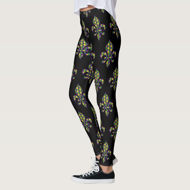 Célébration du Carnaval Mardi Gras Leggings noirs (Gauche)