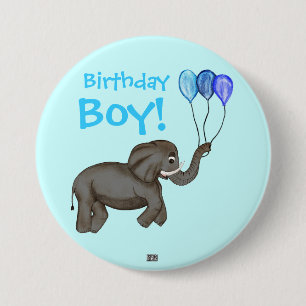 Celebration Elephant (Blue) 3 Inch Round Button