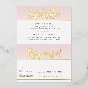 CÉLÉBRATION ET RÉPONSE CARTE or rose