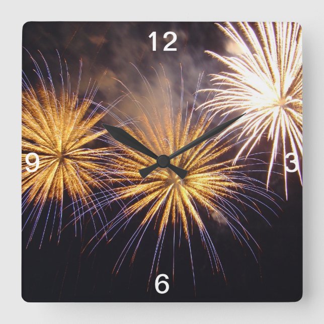 Celebration firework square wall clock (Front)