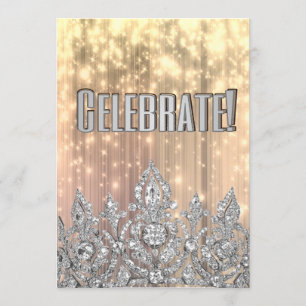 Celebration Gold and Silver Crown Princess Invitation