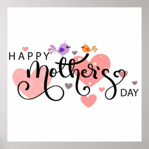 Celebration "Happy Mother's Day" with hearts Poster