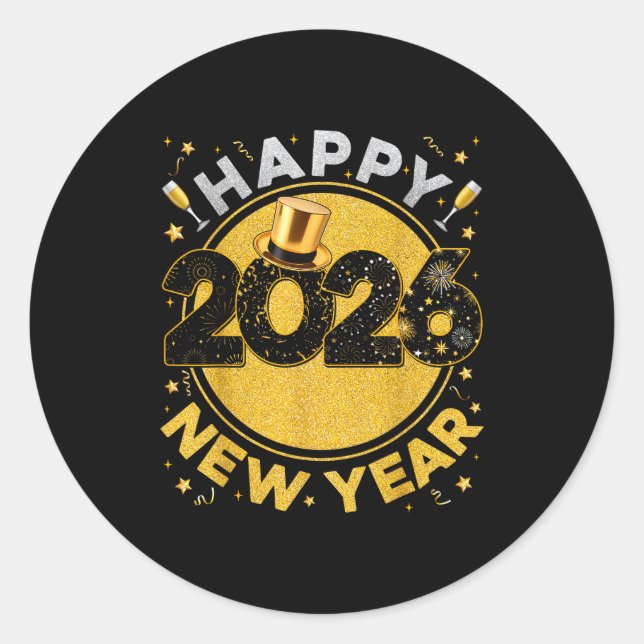 Celebration Happy New Year Eve 2026 Party Men Wome Classic Round Sticker (Front)