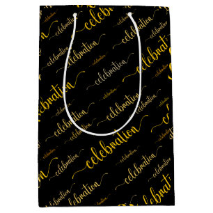 Celebration in shades of gold medium gift bag
