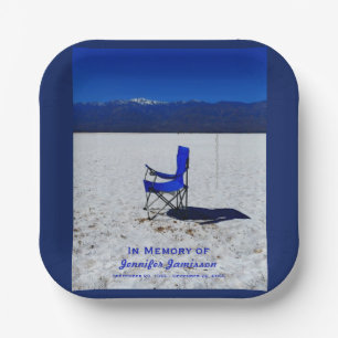 Celebration Life Blue Chair in White Sand  Paper Plate
