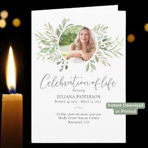 Celebration Life Botanical Digital Funeral Program