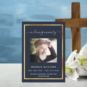 Celebration life funeral dark blue photo program