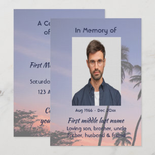 Celebration Life Service Tropical Beach Paradise  Invitation