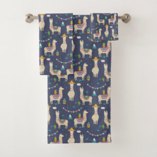 Celebration Llama Pattern Bath Towel Set