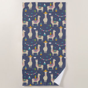 Celebration Llama Pattern Beach Towel