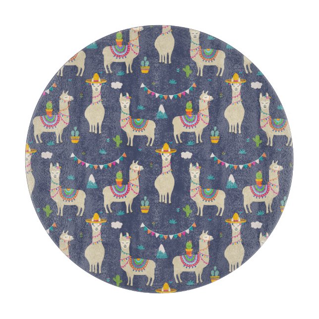 Celebration Llama Pattern Cutting Board (Front)
