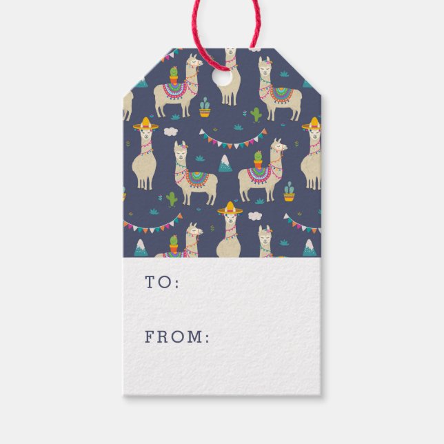 Celebration Llama Pattern Gift Tags (Front)
