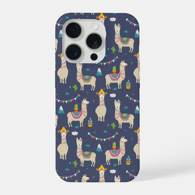 Celebration Llama Pattern iPhone Case (Back)