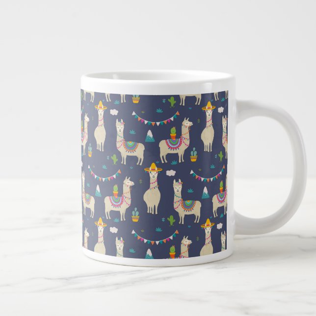 Celebration Llama Pattern Large Coffee Mug (Right)
