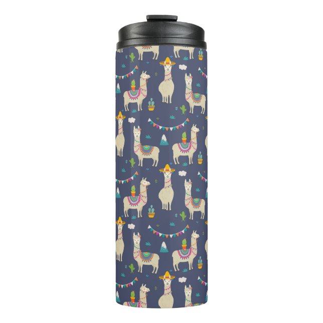 Celebration Llama Pattern Thermal Tumbler (Front)