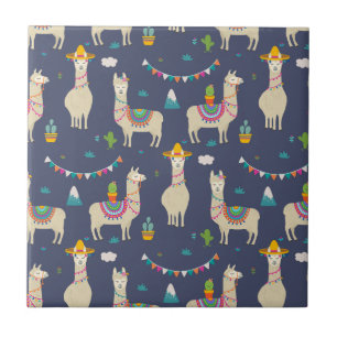 Celebration Llama Pattern Tile