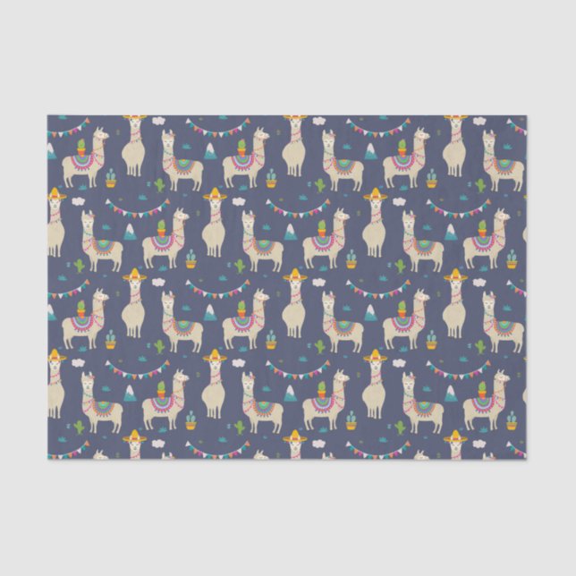 Celebration Llama Pattern Tissue Paper (Front)