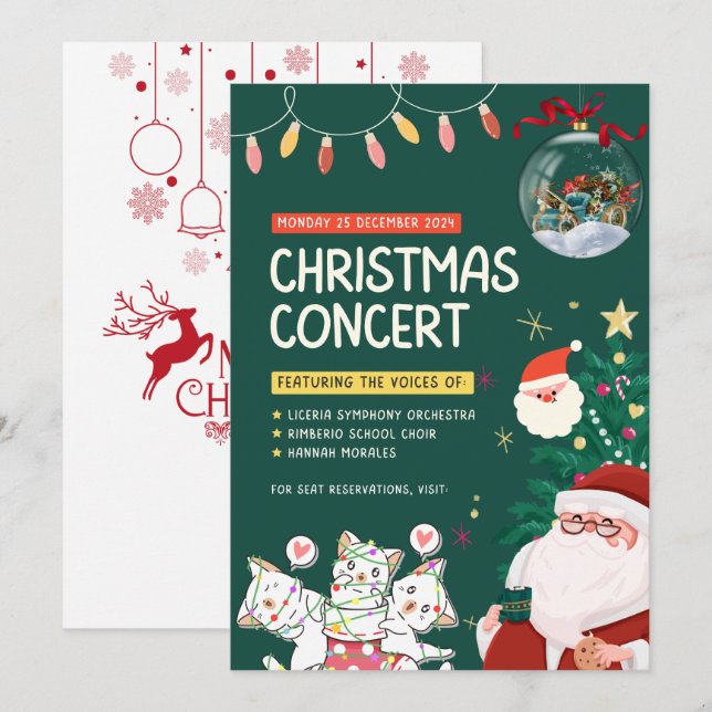 "Célébration magique : Carte d'invitation de Noël (Devant / Derrière)