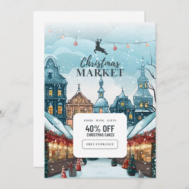 "Célébration Magique : Carte d'invitation de Noël (Devant / Derrière)